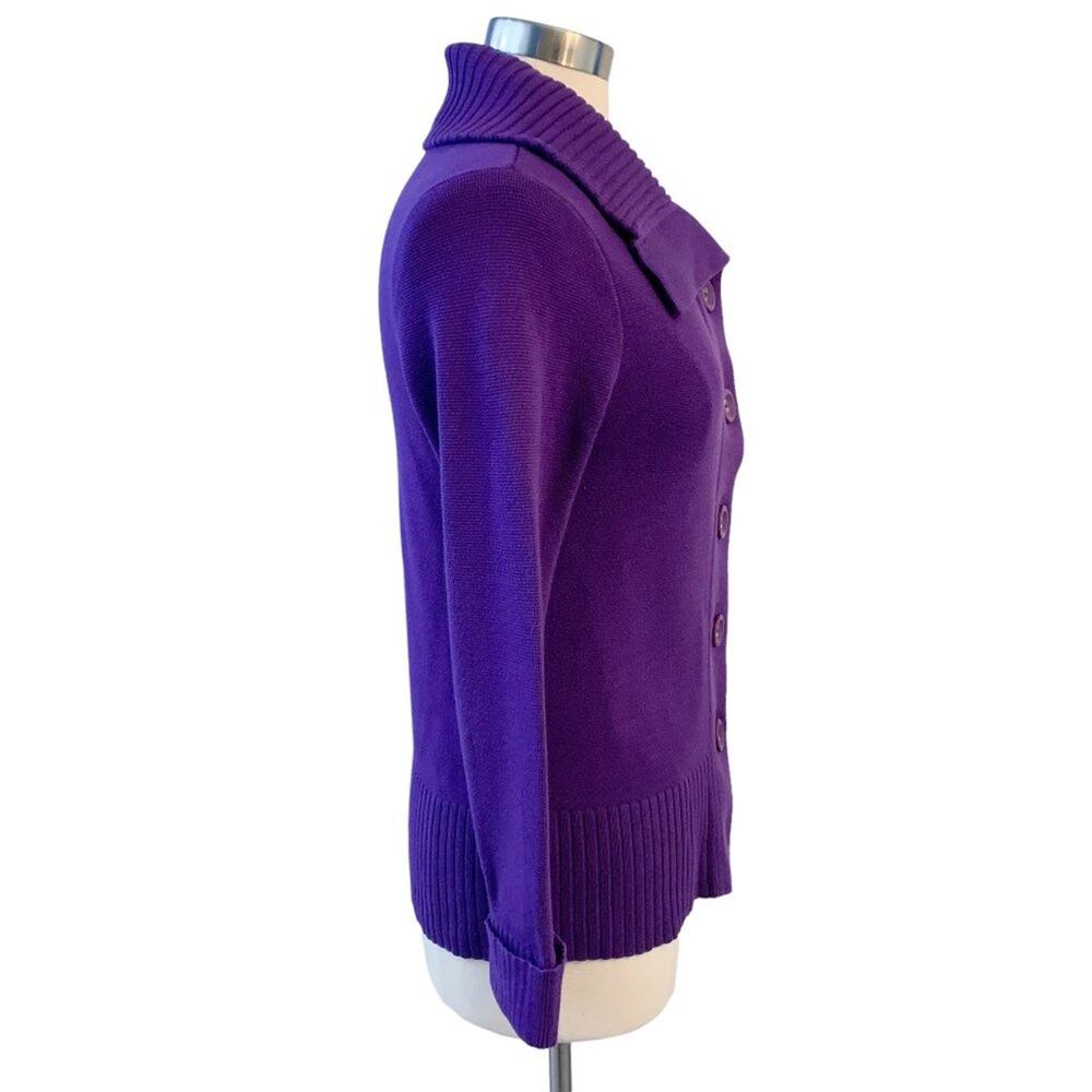 CHICO'S purple knit cotton collared cardigan sweater Size 1 Medium - Picture 5 of 9